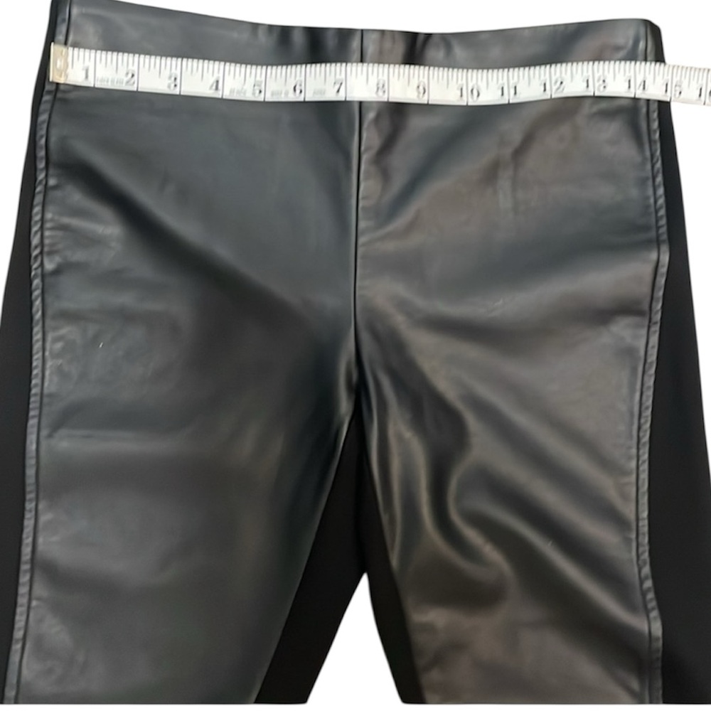 Lauren Ralph Lauren Black Stretch & Faux Leather Leggings with Ankle Zips 4 EUC - Picture 10 of 15